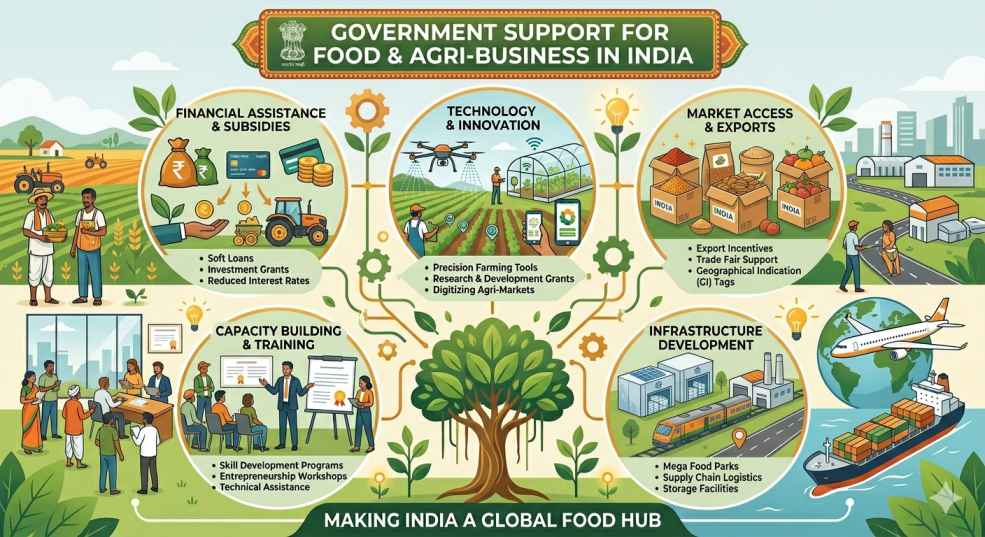 Government schemes supporting food processing and agriculture businesses in India